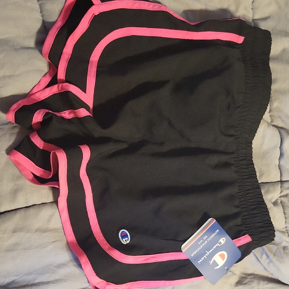 Champion Black Shorts with Pink Accents